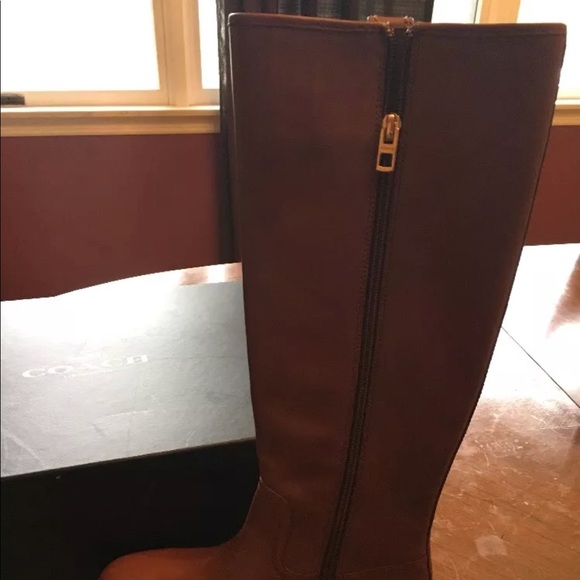 Coach Easton Semi Matte Calf Boots in Dark Saddle - Picture 4 of 8